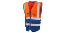 Lynton ISO 20471 Cl 1 Superior Waistcoat HV Orange/Royal